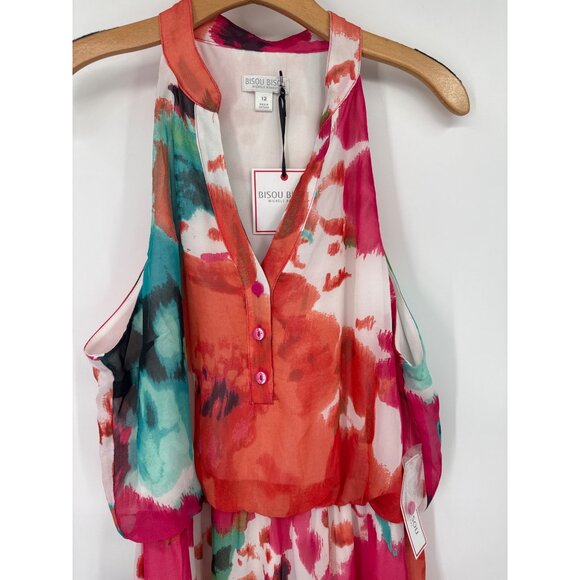 Bisou Bisou Womens Sleeveless  Maxi Dress floral Size 12 Polyester lined new - Picture 2 of 7